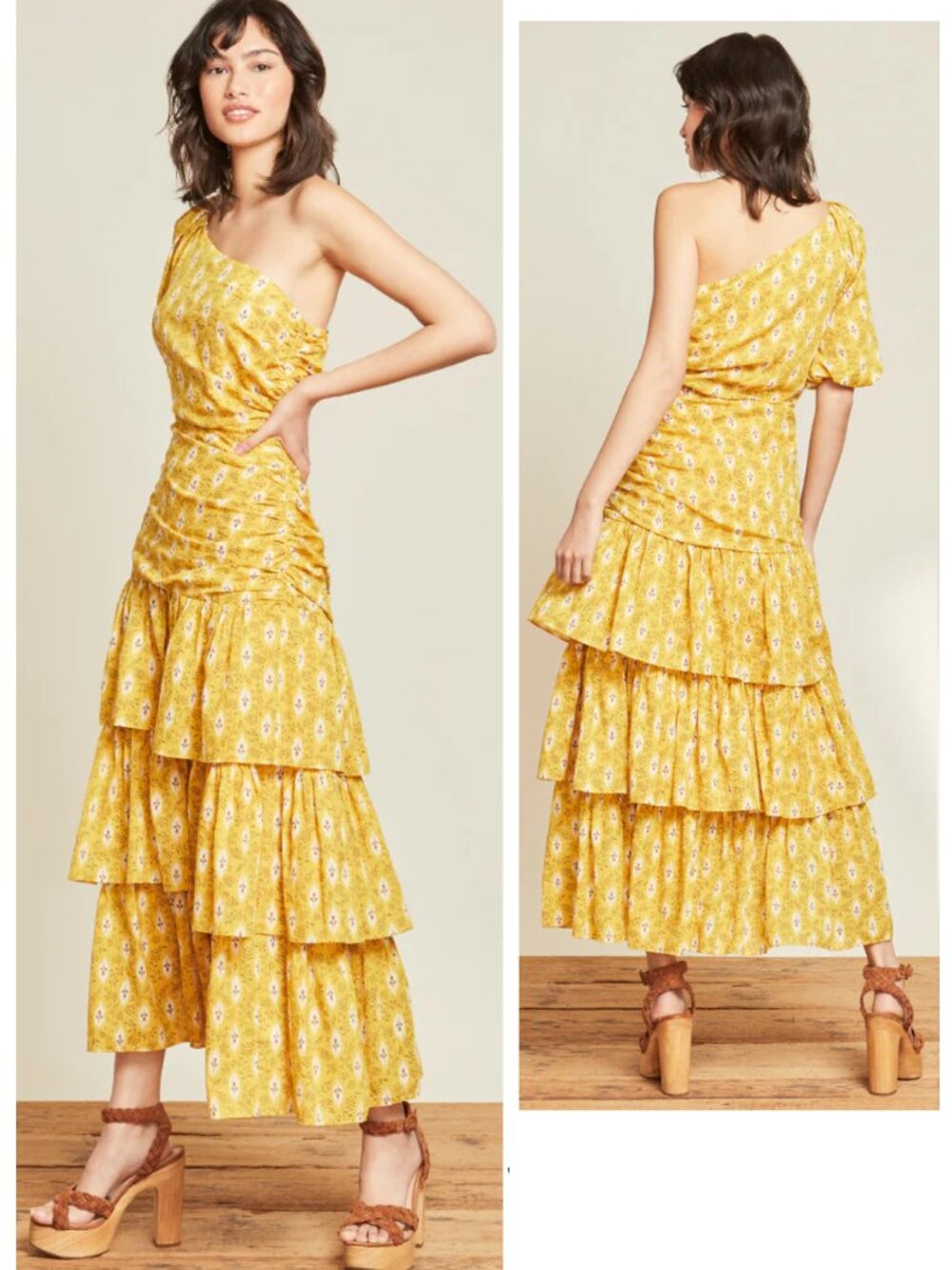 Veronica Beard Maxi Dress Virginia One Shoulder Yellow Size 6 NEW